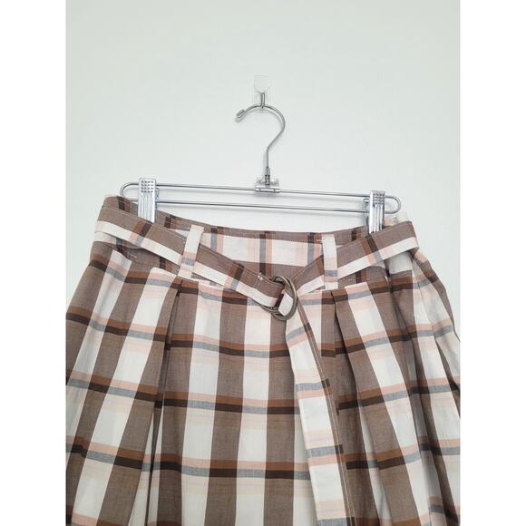 NWT Maeve Pleated A-Line Plaid Maxi Skirt Size 2 Brown Preppy Academia Twee - Picture 4 of 10